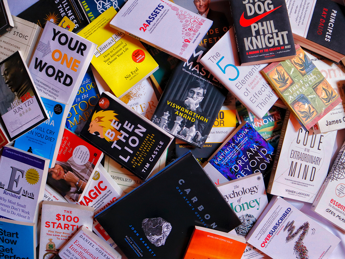 pile of self-help books