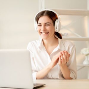 person on a computer meeting