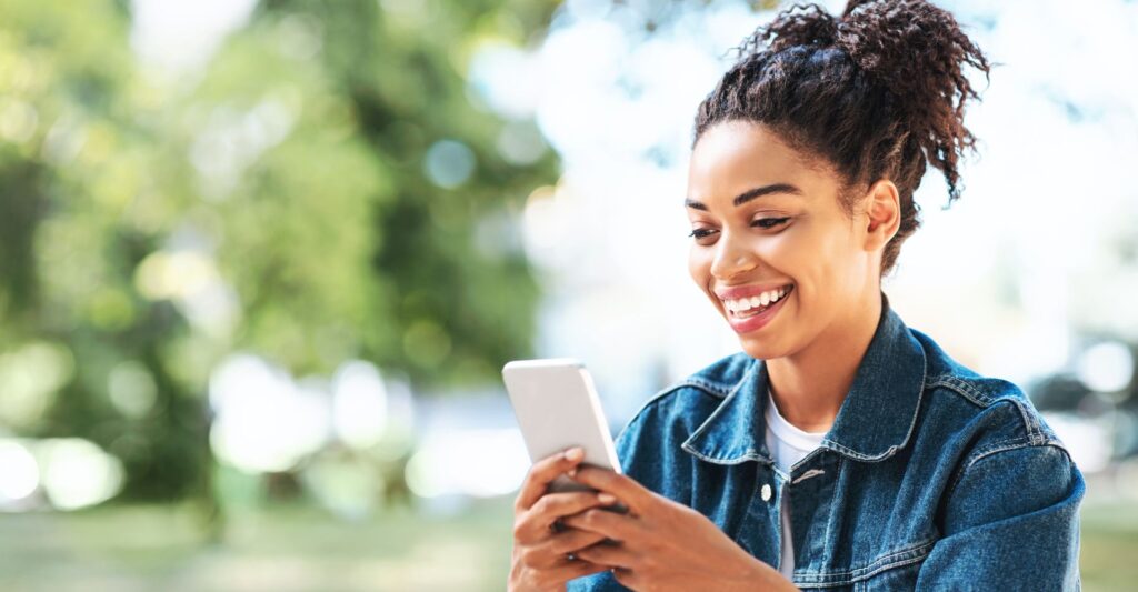 woman using self help app