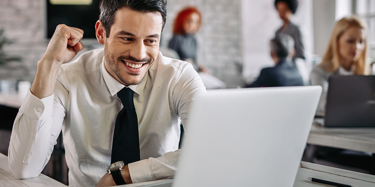 image of a business man celebrating
