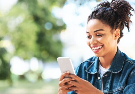 woman using self help app