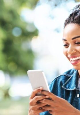 woman using self help app